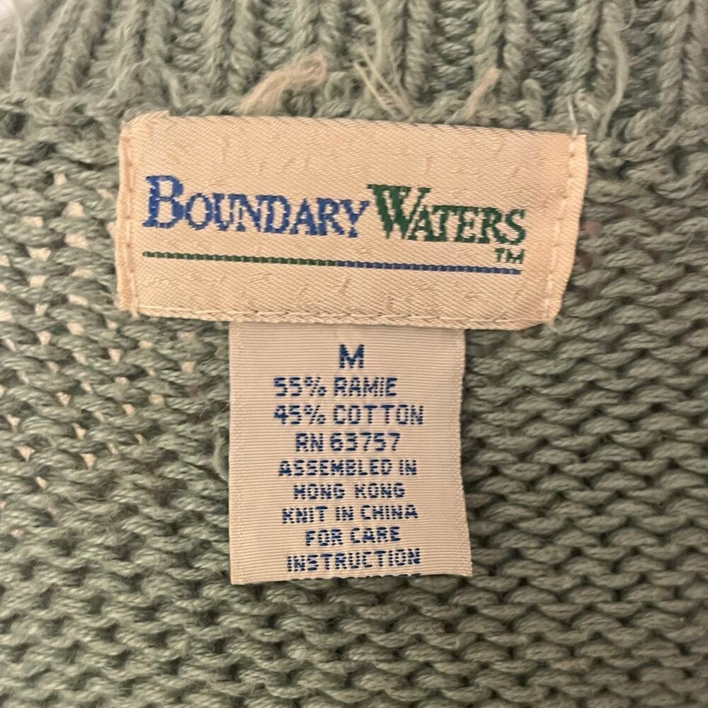 Vtg Ramie Cotton Blend Heavy Cable Knit Cardigan Sz M Preppy Classic Cottage 90s - Picture 5 of 6